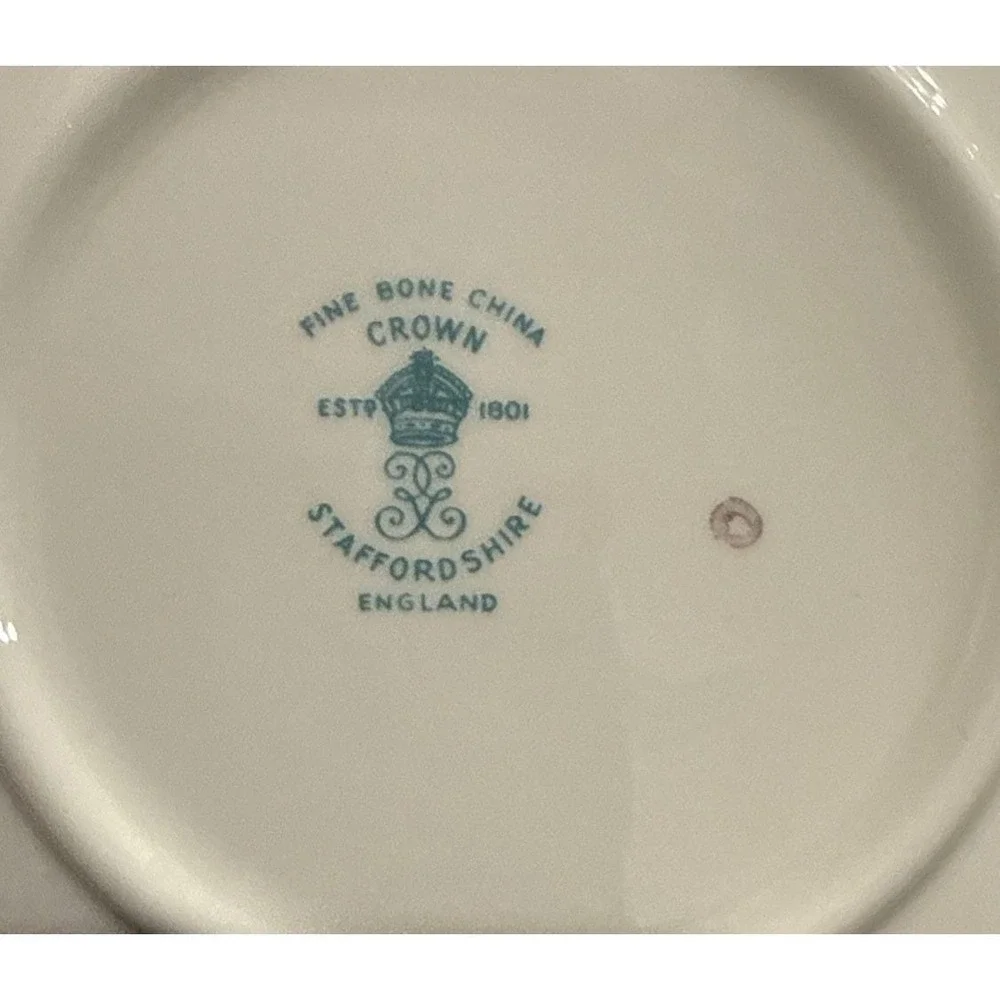 Crown Staffordshire Fine Bone China Tea Cup Saucer‎ Pink Roses Floral Vintage